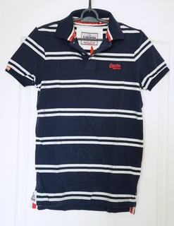 英國 極度乾燥 男版Superdry Hoopstripe 條紋Polo衫.藍白色 SIZE : S
