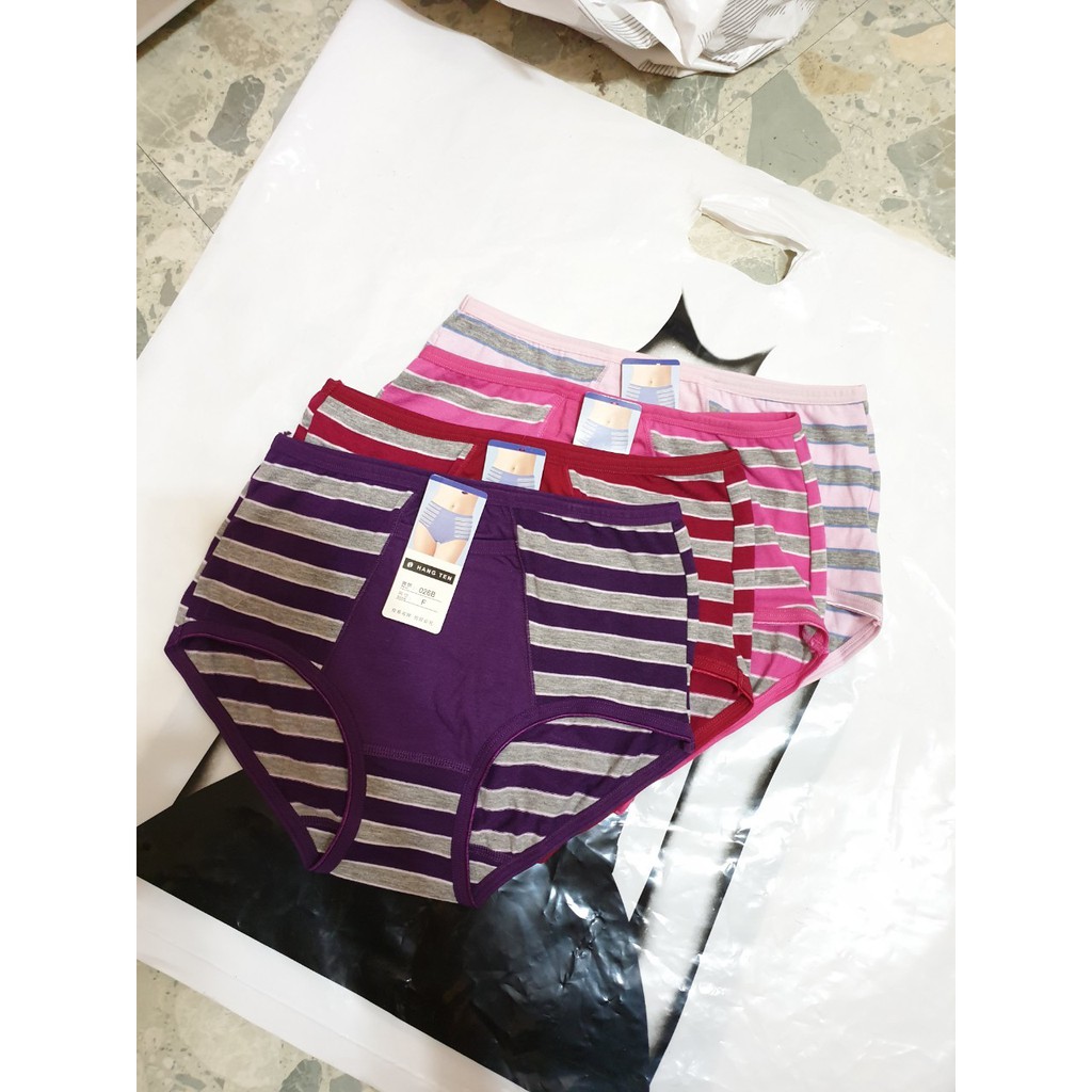 女 HANG TEN 口袋暖暖包設計 三角褲三角內褲子 透氣貼身鐵灰色橫條紋 紫色紅色桃紅色粉紅色 ➱ F 適 M L