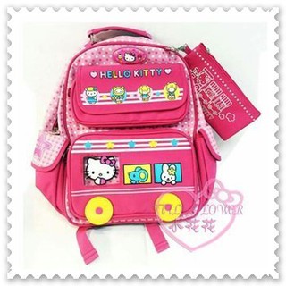 ♥小花花日本精品♥Hello Kitty 書包雙肩背包兒童書包附筆袋公車造型小老鼠點點可放水壺韓國限定 10000205