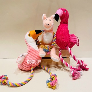 GoGoDy 現貨Aduck日本🇯🇵火鶴大嘴鳥小豬bb發聲寵物玩具毛絨繩結狗狗磨牙潔齒玩具