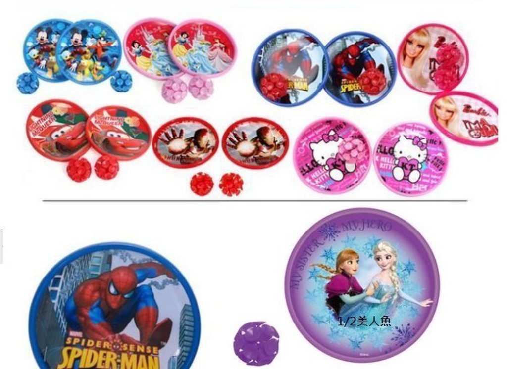 冰雪奇緣 正版 迪士尼公主 芭比 蜘蛛人 鋼鐵人 米奇 kitty 兒童 發光 玩具 吸盤球組/接球組 150元