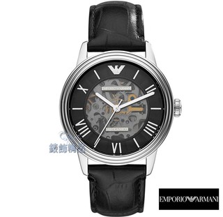 EMPORIO ARMANI亞曼尼AR4669手錶 雅爵紳士 霧面鏤空錶盤 黑皮帶 自動上鍊 機械錶 男錶【錶飾精品】