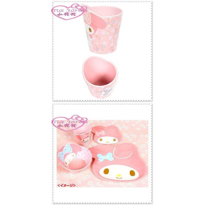 小花花日本精品♥ Hello Kitty 美樂蒂 美耐皿 杯子 造型杯 漱口杯 粉色站姿拿花11248309
