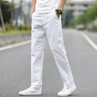 2025年夏季新款韓版潮流男士休閒長褲百搭寬鬆褲舒適運動褲外穿褲直筒褲男生衣著褲子男春夏款白色休閒褲男直筒褲男士褲子