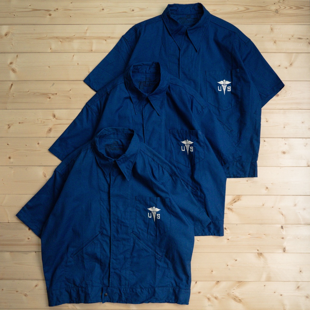 《白木11》 🇺🇸 50s US Army medical shirt 美軍 韓戰 公發 軍裝 藍色 醫療 短袖 襯衫