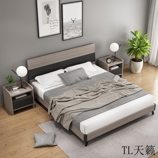 I0yh 【TL天籟】床現代簡約1.5m1.8米雙人床出租房1.2米高箱儲物床板式主臥床