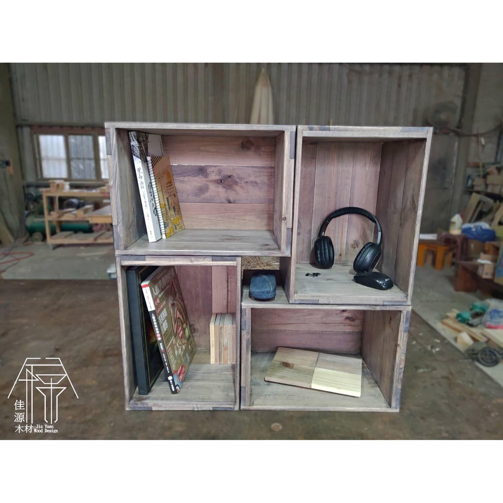 佳源木材工業風鄉村風擺設收納木盒木箱床頭木材實木邊桌矮桌矮凳矮子木椅