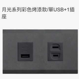 JYE中一月光烤漆款USB+插座JY-M6402-1816-1001S-FG