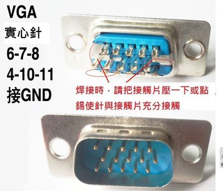 (工程用) VGA 15P 公頭 轉接頭/焊接頭/實心針