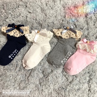 (韓國製)小包子哇哇 Ksu5010-001 韓國製童襪 童襪 公主襪 蝴蝶結襪 雕花