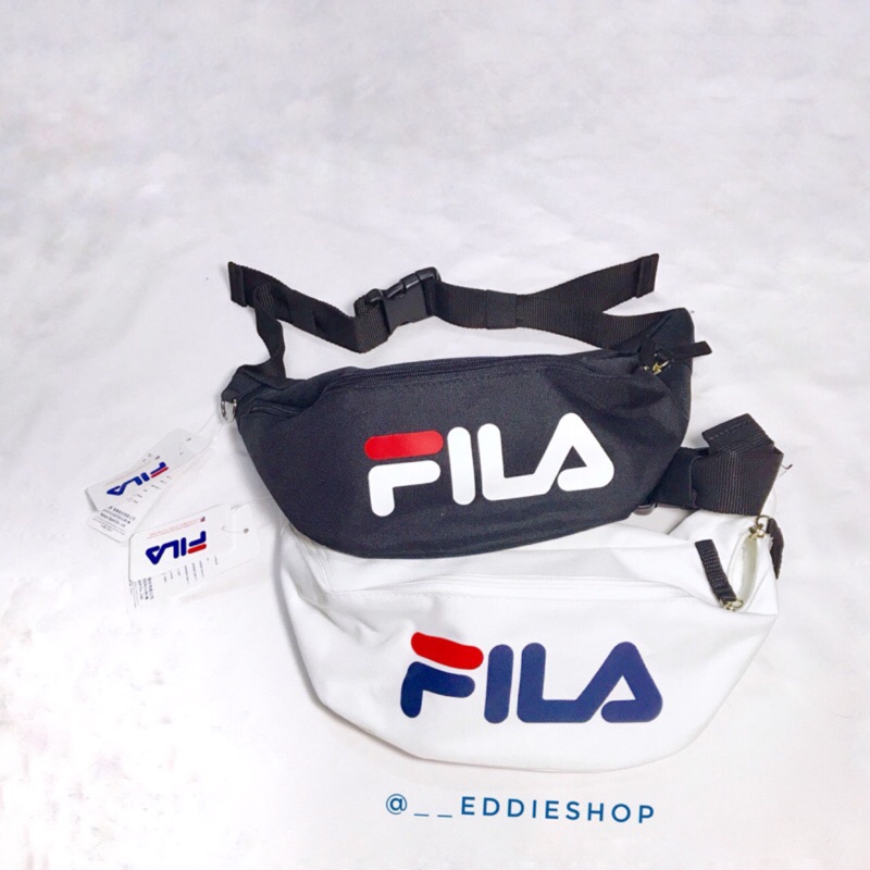 現貨 兩款 多色 FILA 經典 LOGO fila腰包 黑 粉 深藍 腰包 有暗袋 側背包 男女可背