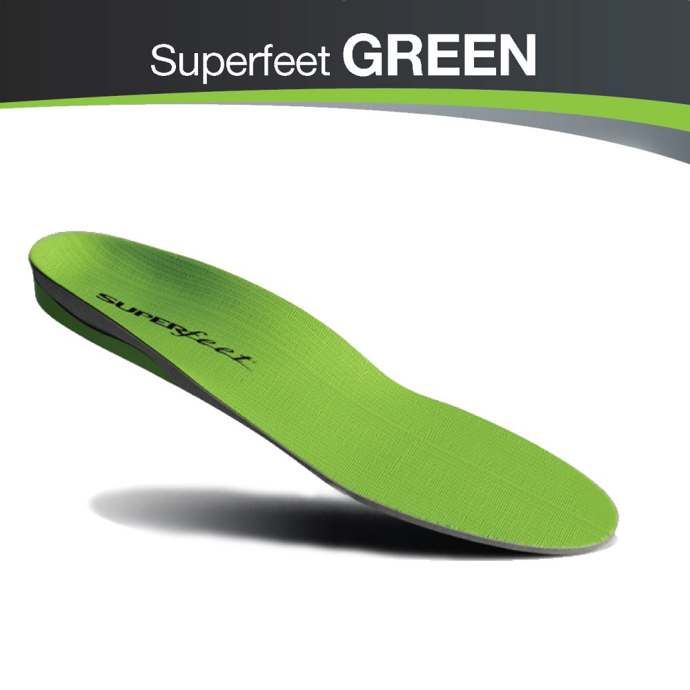 【美國SUPERfeet】大小尺碼優惠中/健康慢跑登山健行多用途抑菌足弓鞋墊-綠色A