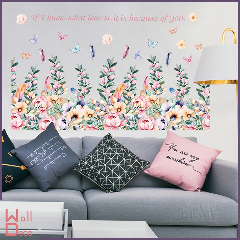 微趣生活現貨含稅發票可刷卡無痕設計壁貼防水壁貼現貨壁紙佈置不傷牆蝴蝶花草植物花卉繽紛7179 蝦皮購物