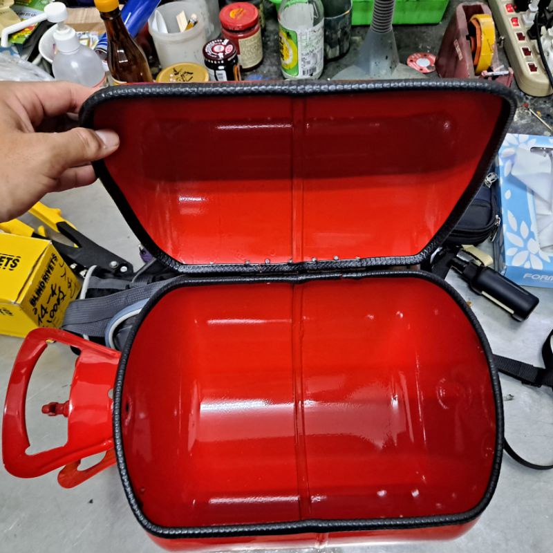 （冷媒桶置物箱 +配鎖孔）-全新重烤漆-直接安裝，置物桶   復古置物箱  漢堡箱
