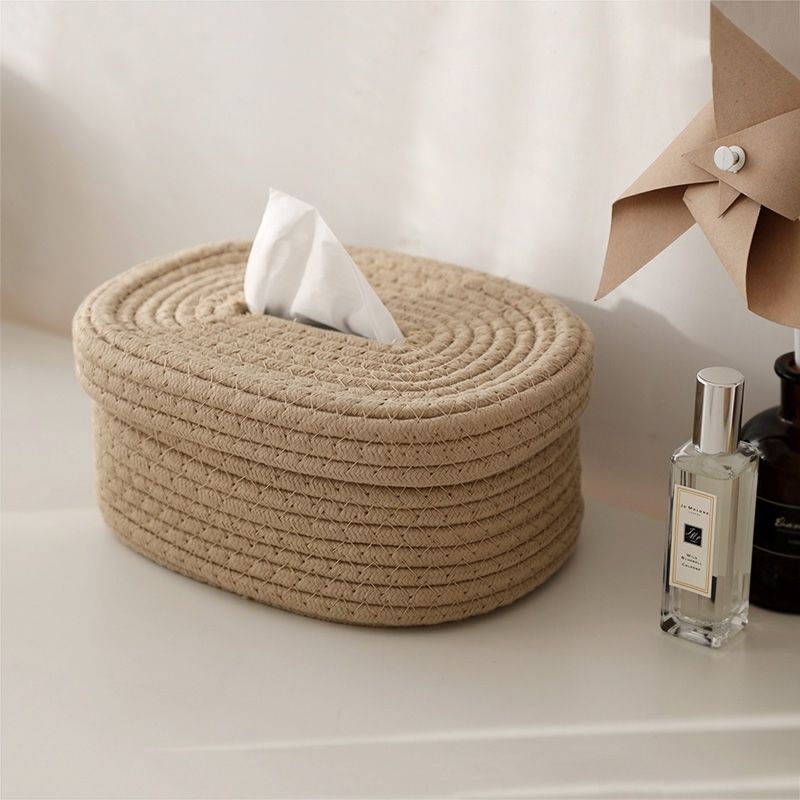 北歐風棉繩紙巾盒 高級質感抽紙盒 手工編織家用客廳餐桌餐巾紙收納盒