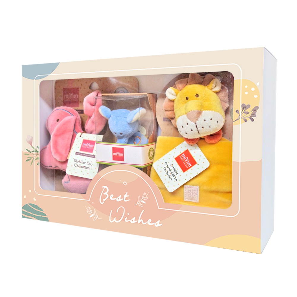 【彌月禮盒】寵愛寶貝玩具禮盒 miYim有機棉安撫巾 奶嘴鍊夾 新生兒娃娃