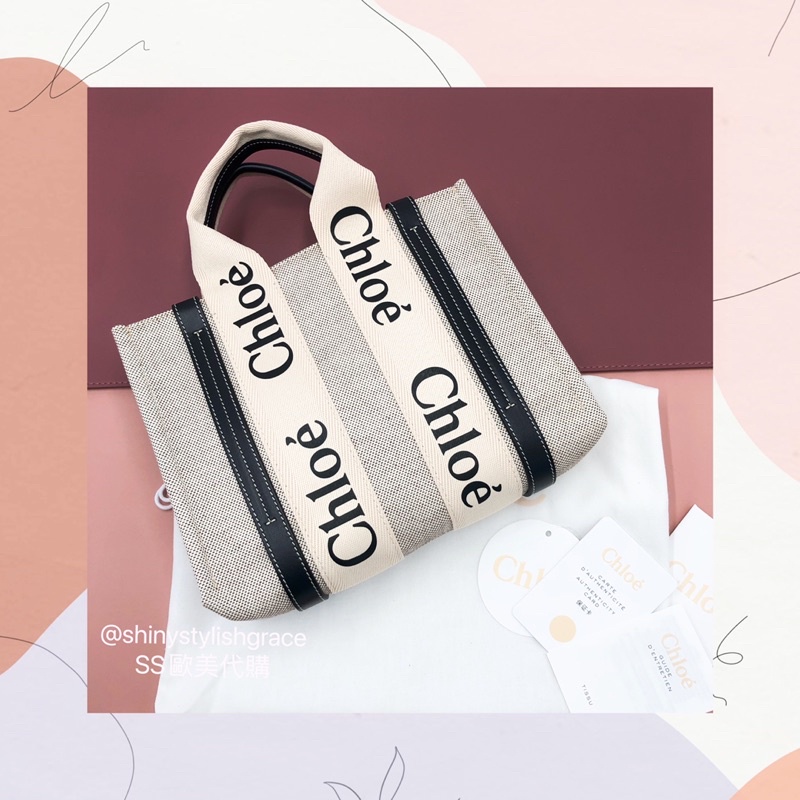 【SS】㊙下殺㊙Chloé  Woody Canvas Tote Chloe Woody 小款托特包(Small附背帶)