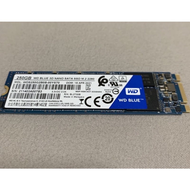 極新良品 WD SSD 250G M.2 SATA 3D NAND 固態硬碟