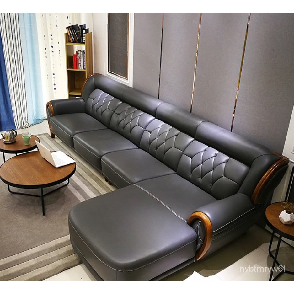 【直銷·免運】-北歐真皮沙發頭層牛皮客廳現代小戶型簡約沙發組合轉角L型皮沙發-家具