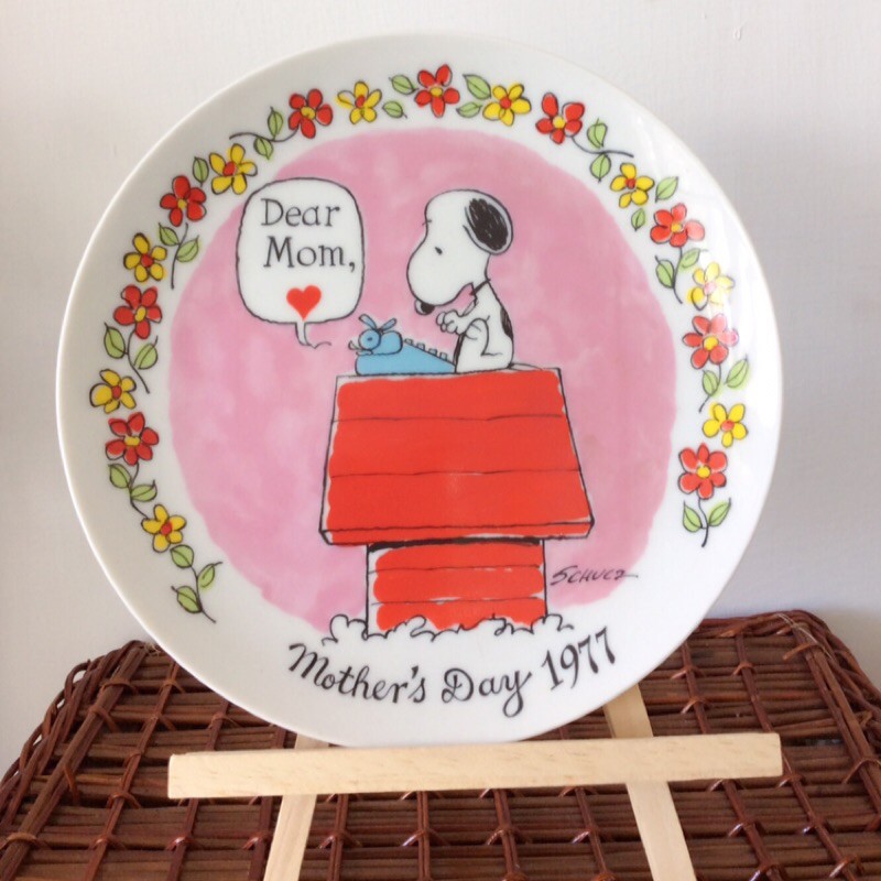 1977年製造Schmid史努比Snoopy母親節限量紀念陶瓷盤