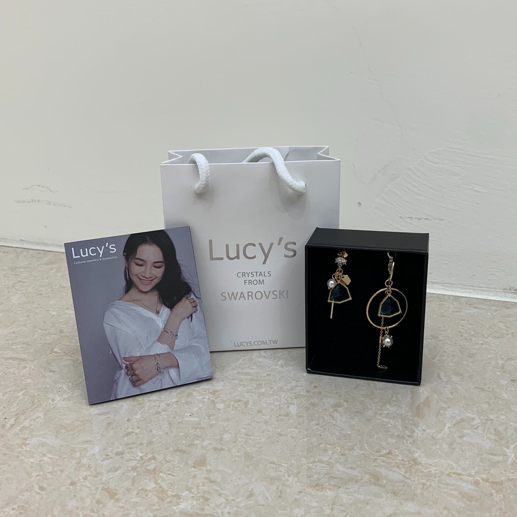 Lucy's 耳環 彩色寶石 寶石耳環 垂墜耳環 不對稱耳環 全新 正品 垂吊式耳環