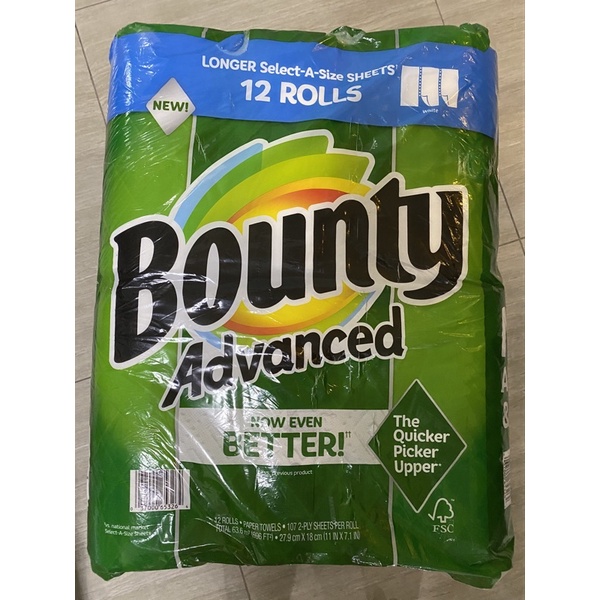 好市多 Costco代購/分售Bounty 兩層隨意撕特級廚房紙巾 107張