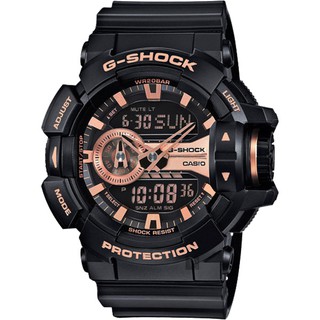 ∣聊聊可議∣CASIO卡西歐 G-SHOCK 金屬系雙顯手錶-玫瑰金x黑 GA-400GB-1A4 開學季禮物