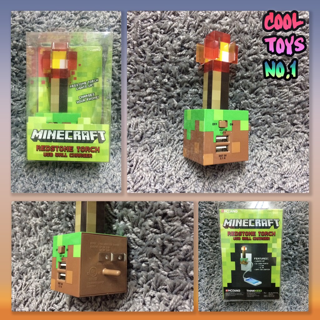 有型玩具一号館 Thinkgeek 當個創世神官方授權美國進口會發光的紅石火把usb充電座頭 蝦皮購物