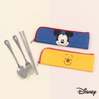 正版授權 迪士尼 米奇 維尼 小熊維尼 304不銹鋼 不鏽鋼 環保餐具 餐具 筷子湯匙 餐具組 收納袋 餐具袋