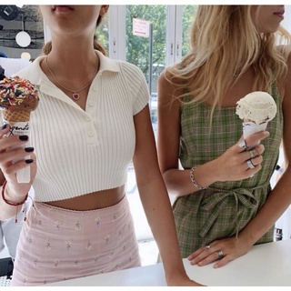 🧚‍♀️預購🌈7款♡Brandy Melville 純棉柔軟Polo領短袖長袖上衣 Bridget Knit Top
