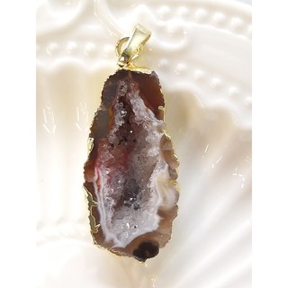Ruby寶石水晶 天然晶簇瑪瑙水晶吊墜 項鍊