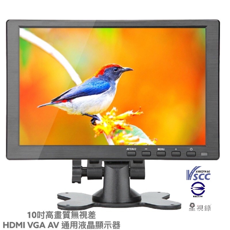 【星視錄】10.1吋IPS液晶顯示螢幕 接頭支援同軸HD HDMI VGA 螢幕 車用 家用 監視器螢幕