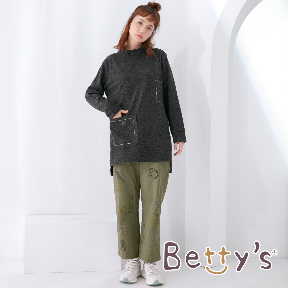 betty’s貝蒂思(05)幾何圖形線條大直筒褲(深卡其)