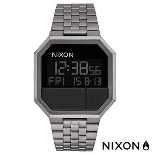 NIXON A158-632《RE-RUN 多功能電子錶系列》錶徑38mm/男女兼用復古款/槍灰色【第一鐘錶】