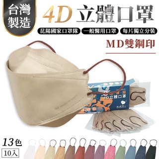 昆陽 醫療口罩 魚型口罩 4D立體口罩 10片1盒 台灣製醫用口罩 4D口罩 魚嘴口罩 雙鋼印 獨立包裝