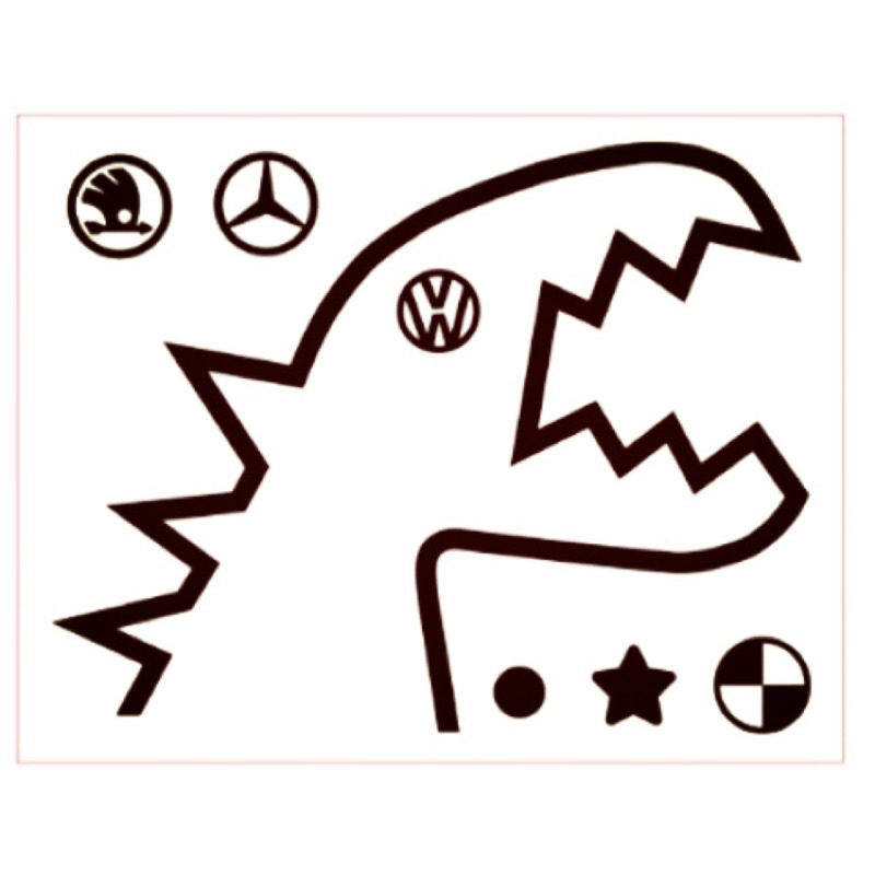 VW 小恐龍 車貼 防水 可換眼鏡 賓士 愛心 星星 圓 BMW