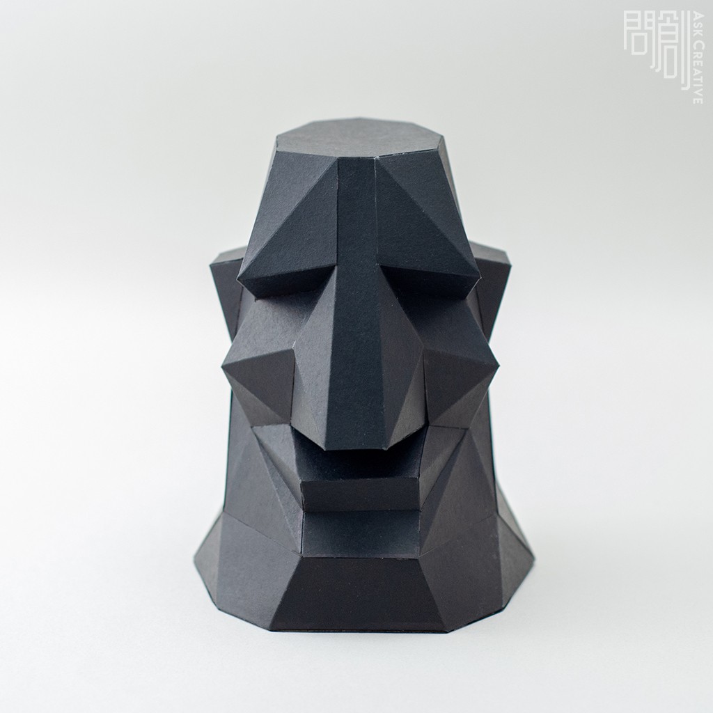 問創設計 DIY手作3D紙模型 禮物 擺飾 摩艾系列 - 呵呵摩艾  (4色可選)