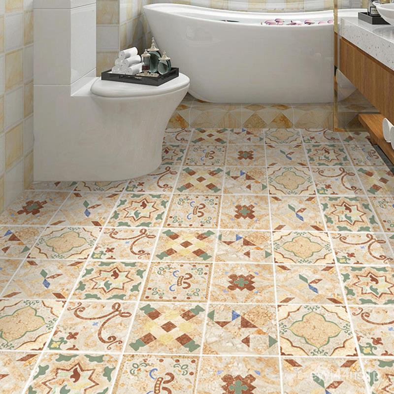 【免運  地板貼】  衛生間防水地板貼地貼自粘瓷磚貼紙墻貼浴室地面裝飾花磚耐磨防滑