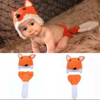 狐狸 造型滿月寶寶藝術照 嬰兒造型服 道具服 寶寶角色扮演嬰兒造型服 道具服 寶寶角色扮演。 新生兒毛線帽子/攝影針織服
