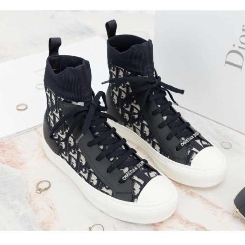 二手💙專櫃正品 Dior Walk'n'dior High-top Sneaker 深藍老花 高筒運動鞋