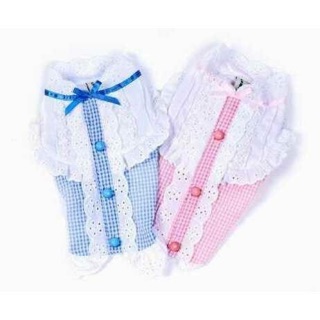 【Yumico寵物用品】春夏款 甜心蕾絲格子女僕衫 寵物衣服
