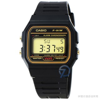 【CASIO】卡西歐鬧鈴電子錶-黑 / F-91WG-9Q (台灣公司貨)