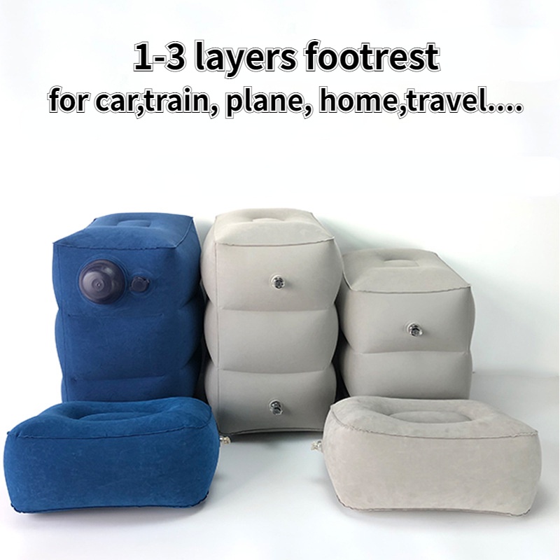 1-3 層自充氣便攜式旅行腳踏枕飛機火車兒童床腳墊 PVC 用於旅行按摩車