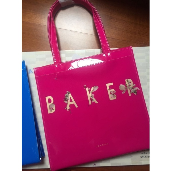 英倫時尚 Ted Baker London 2018新款惹眼桃紅字母花卉印花手提袋 購物袋 托特包(小款)  現貨