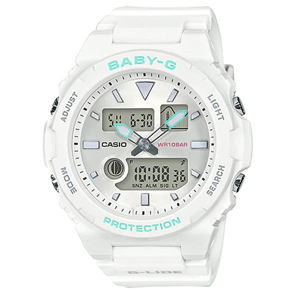 【CASIO】BABY-G G-LIDE 早春海洋系列潮汐運動錶-白(BAX-100-7A)正版宏崑公司貨