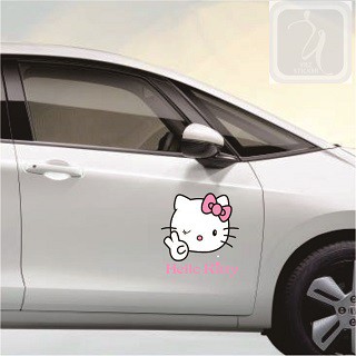 切割貼紙汽車hello kitty微笑可愛貼紙