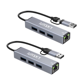 AIRSKY四合一Type-C+USB網路轉接器HC-78 雙頭設計 100M轉接線 RJ45孔 USB擴充 筆電擴充槽