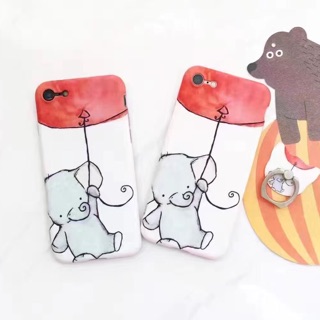 現貨出清‼️可愛氣球大象🎈指環支架全包軟殼iPhone手機殼iphone7/iphone6/plus 有掛繩孔
