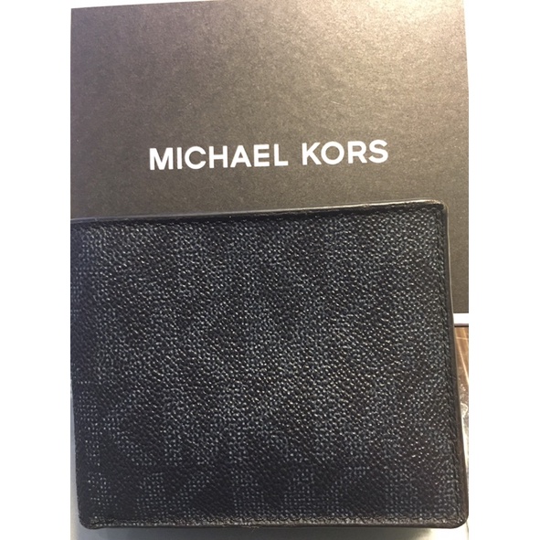 MICHAEL KORS  MK字母藍色 男短夾 9.5成新 購於華泰 OUTLET  附盒子 高標勿購