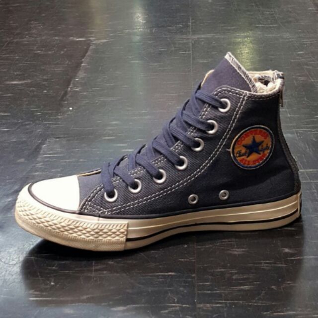 Converse Chuck Taylor All Star 藍色 牛仔藍 帆布 拉鍊 高筒 刷舊 電繡 145499C